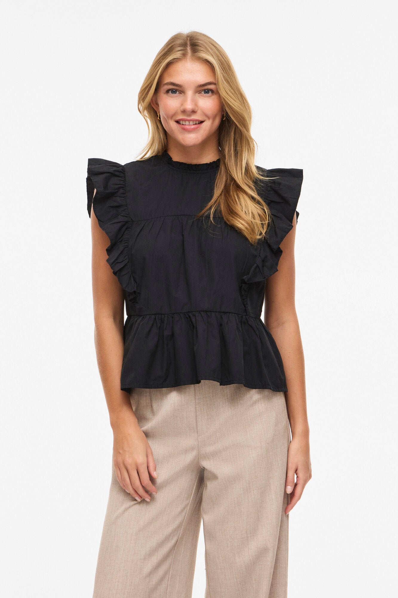 Virufella Frill top - Black Beauty